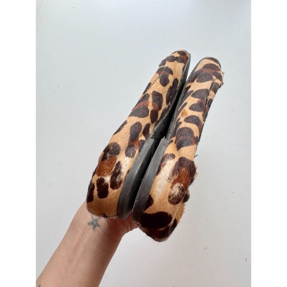 TORY BURCH Reva Leopard Calf Hair Leather Gold Medallion Ballet Flats, Size 9 - Picture 11 of 15